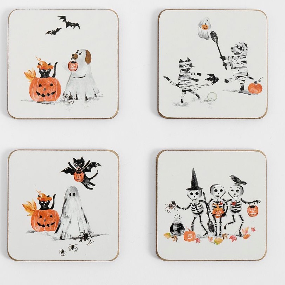 🎃 NWT Doug and Friends Halloween Coaster Set by Pottery Barn